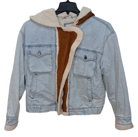 Levi's Jackets & Blazers - Levis Mixed Media High Pile Fleece Lined Denim Jacket In Cognac/cream M